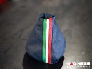 FIAT 500 Gear Shift Boot - Blue Leather w/ Italian Stripes